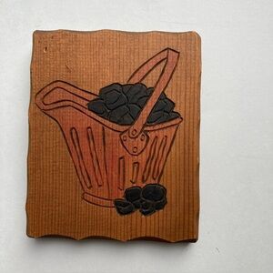 Primitive Wooden Wall Art with Basket Design